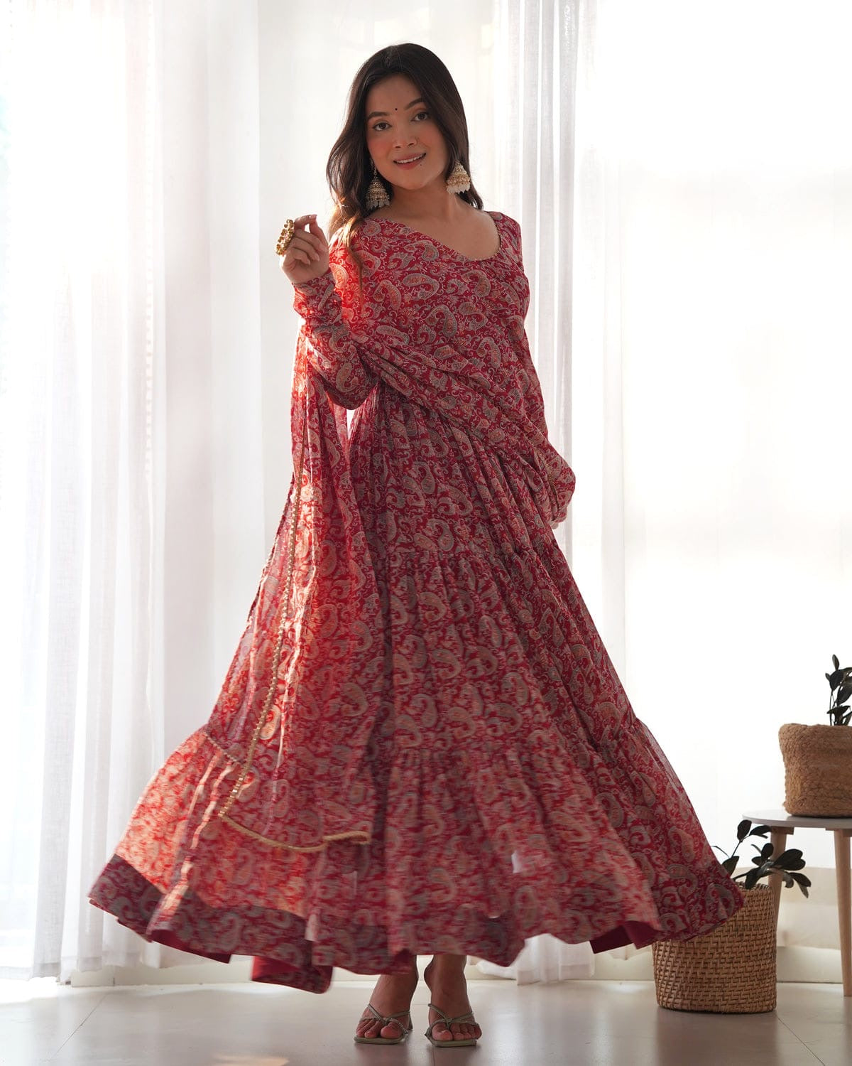 Designer Georgette Anarkali Suits ||  Flair Anarkali 3Pcs Set ||