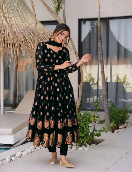 Designer Gown/Anarkali Suit  || 3 Pcs Set||