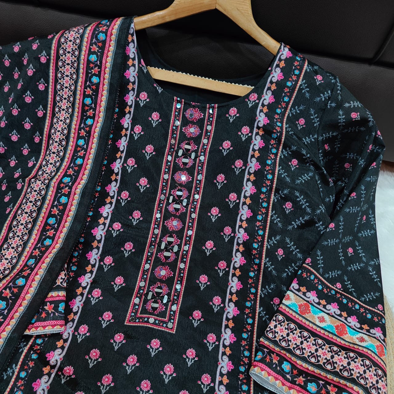 EriWaystyles Premium Floral Print Suit || Embroidery Mirror Work ||
