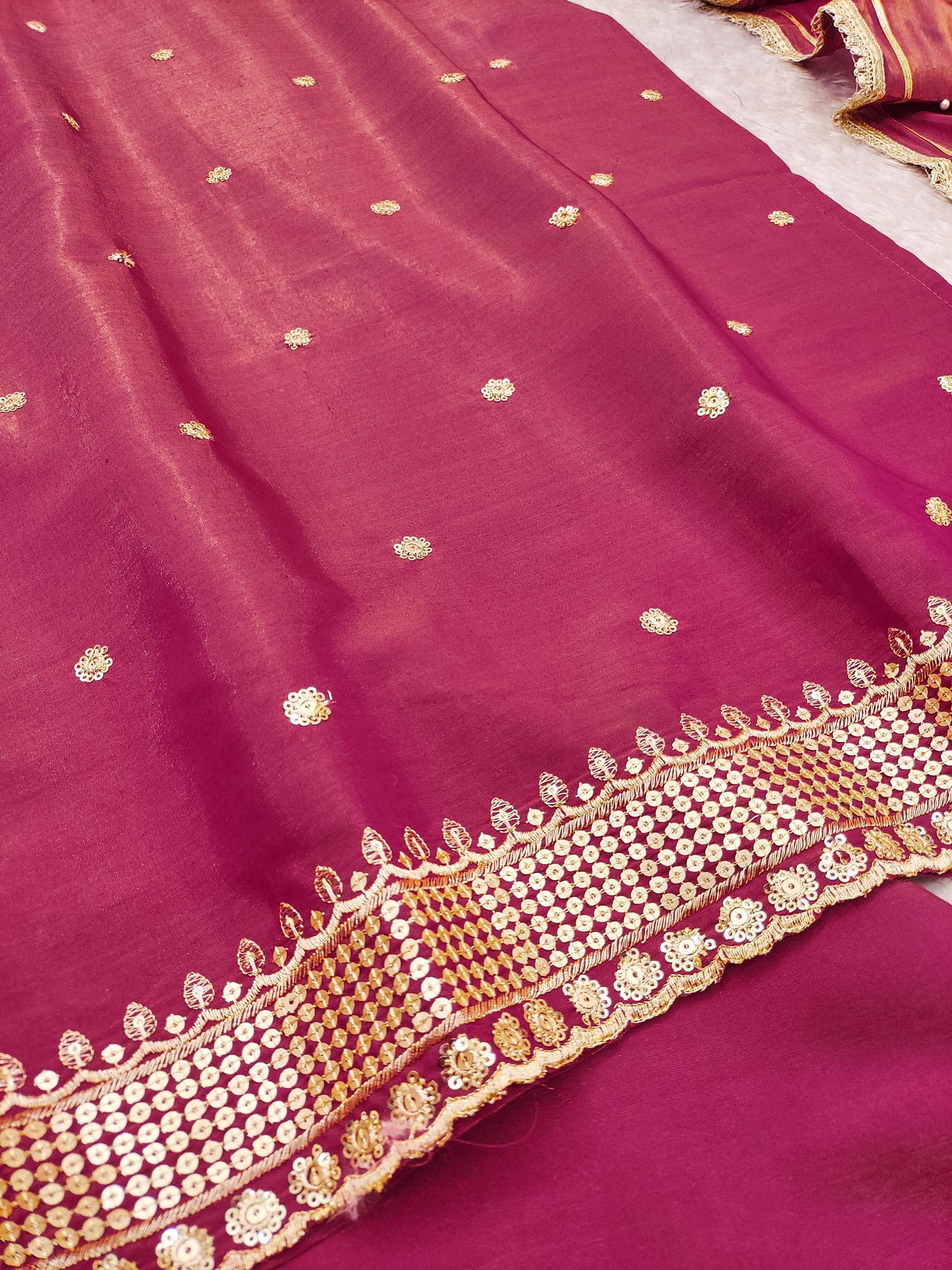 Designer party Wear Plazzo Set | 3Pcs Set | Embroidered shimmer fabric