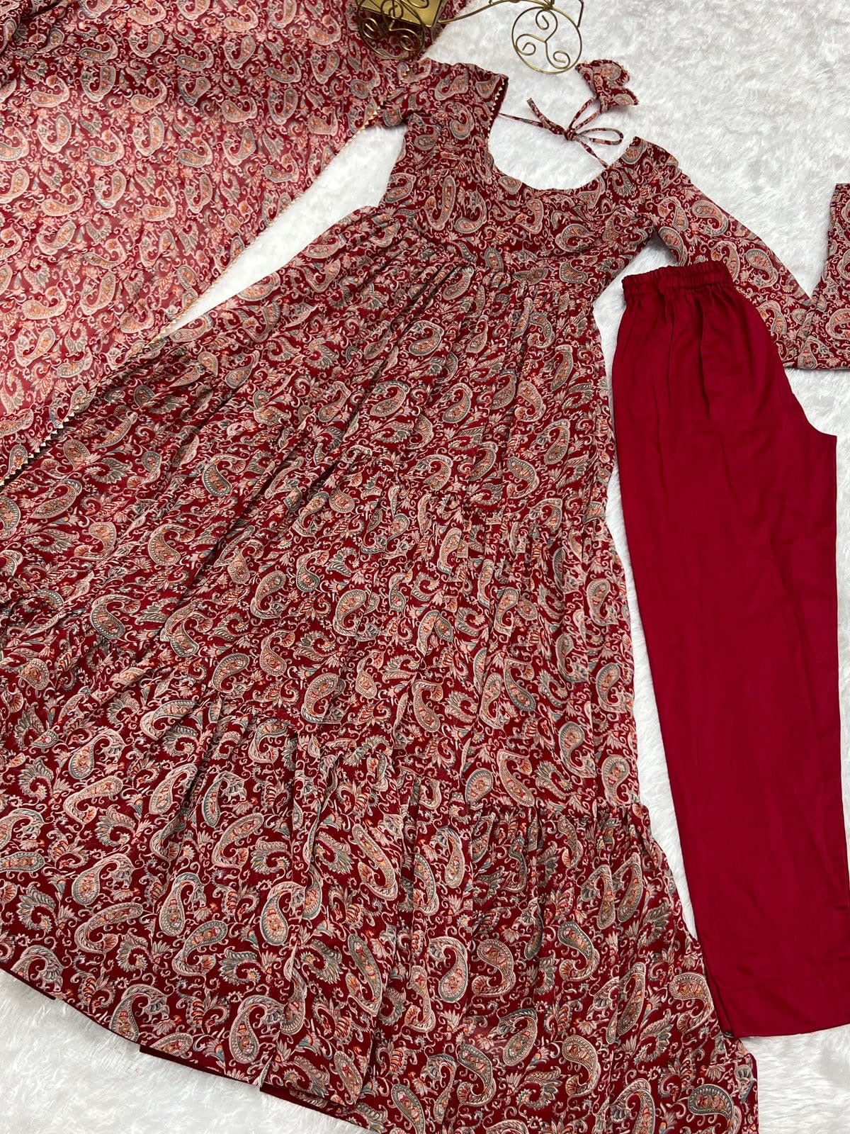 Designer Georgette Anarkali Suits ||  Flair Anarkali 3Pcs Set ||