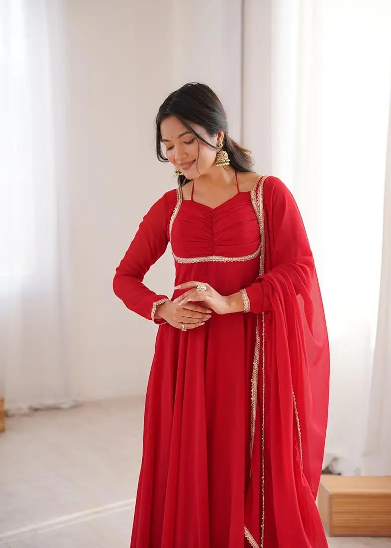 A Beautiful Anarkali Gown Suit || Flair Anarkali Dress || 3 PCs Set ||