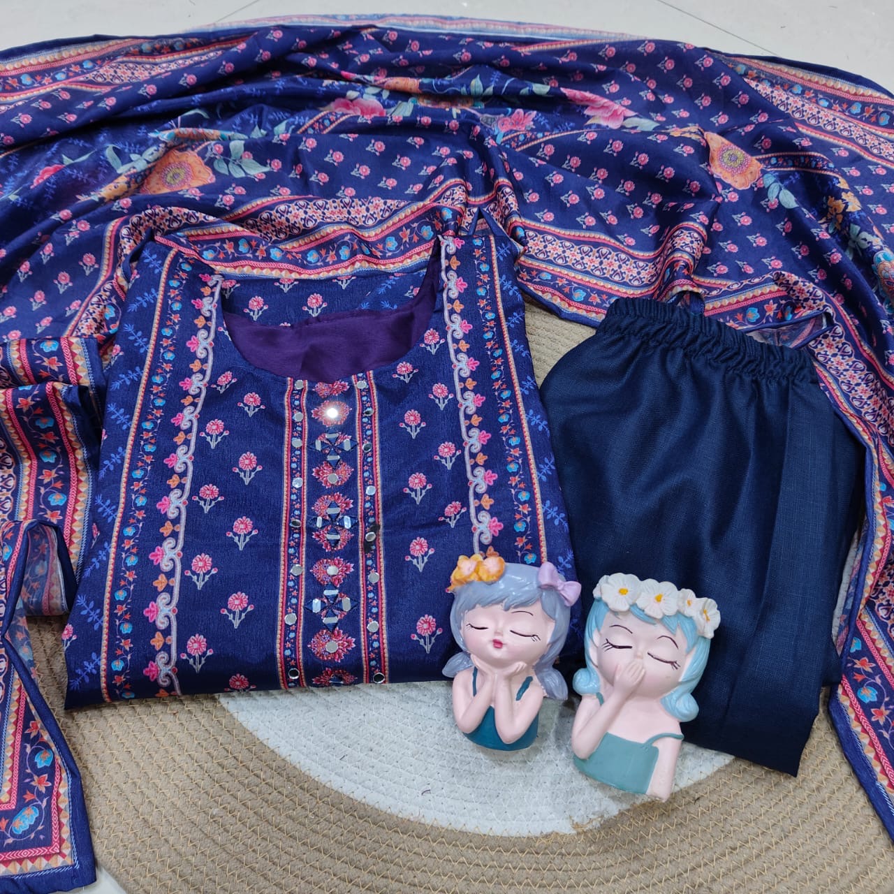 EriWaystyles Premium Floral Print Suit || Embroidery Mirror Work ||