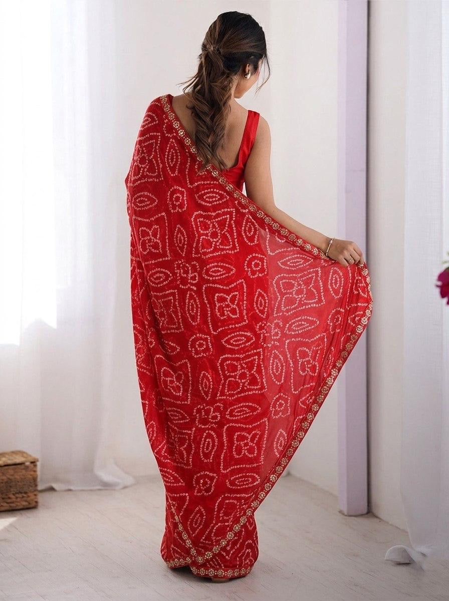 Elegant Georgette Saree | Un-Stitched Blouse