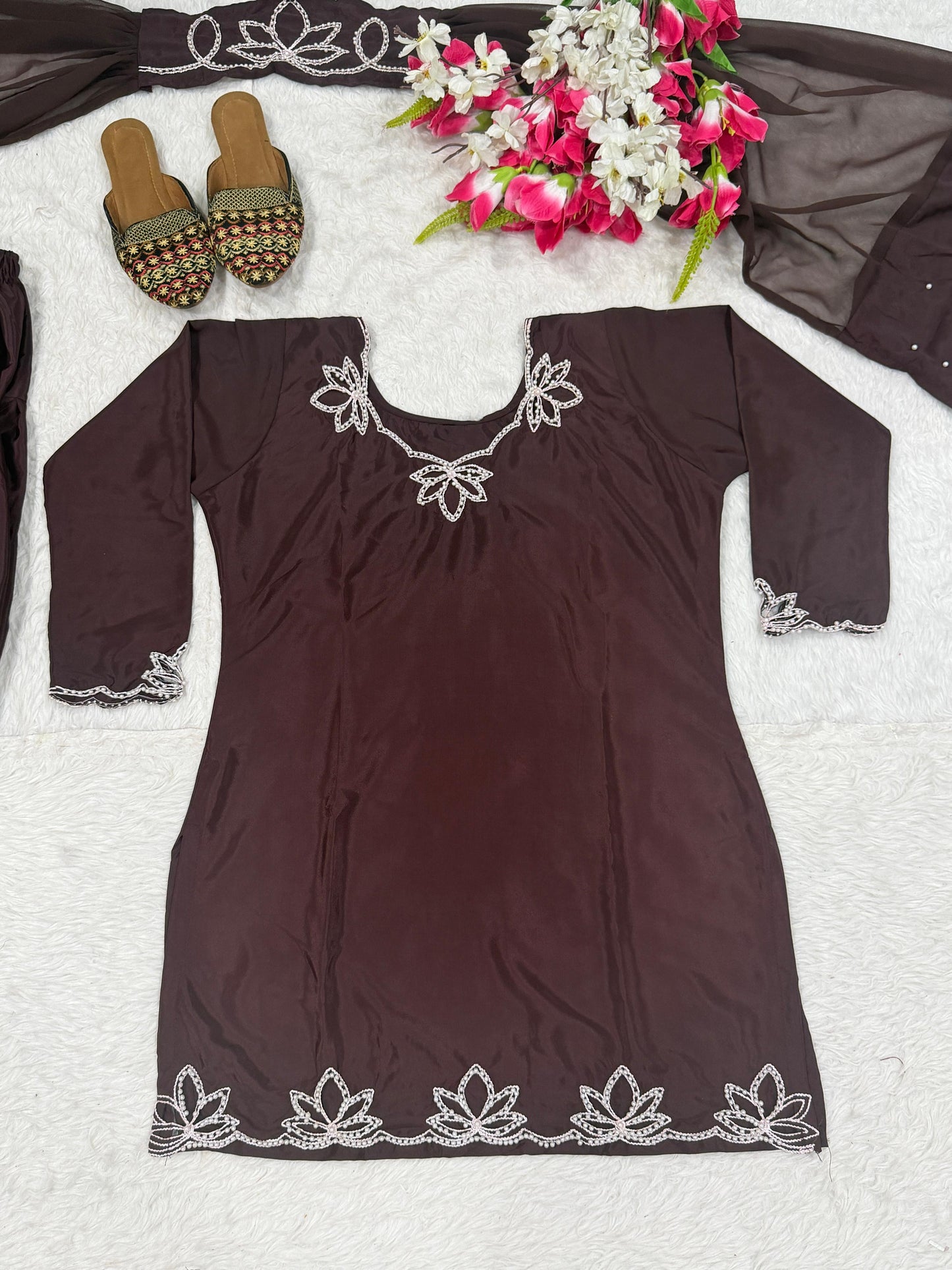 Designer Party Wear Farshi Salwar || 3Pcs Set ||