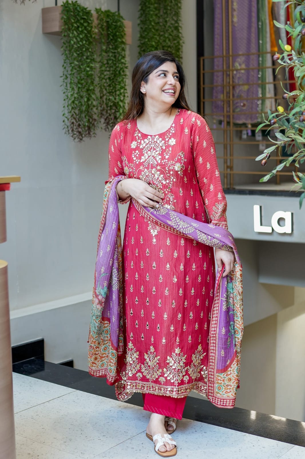 EriWaystyles Designer Suit | 3Pcs Set | Stitched Suits | cherry pink