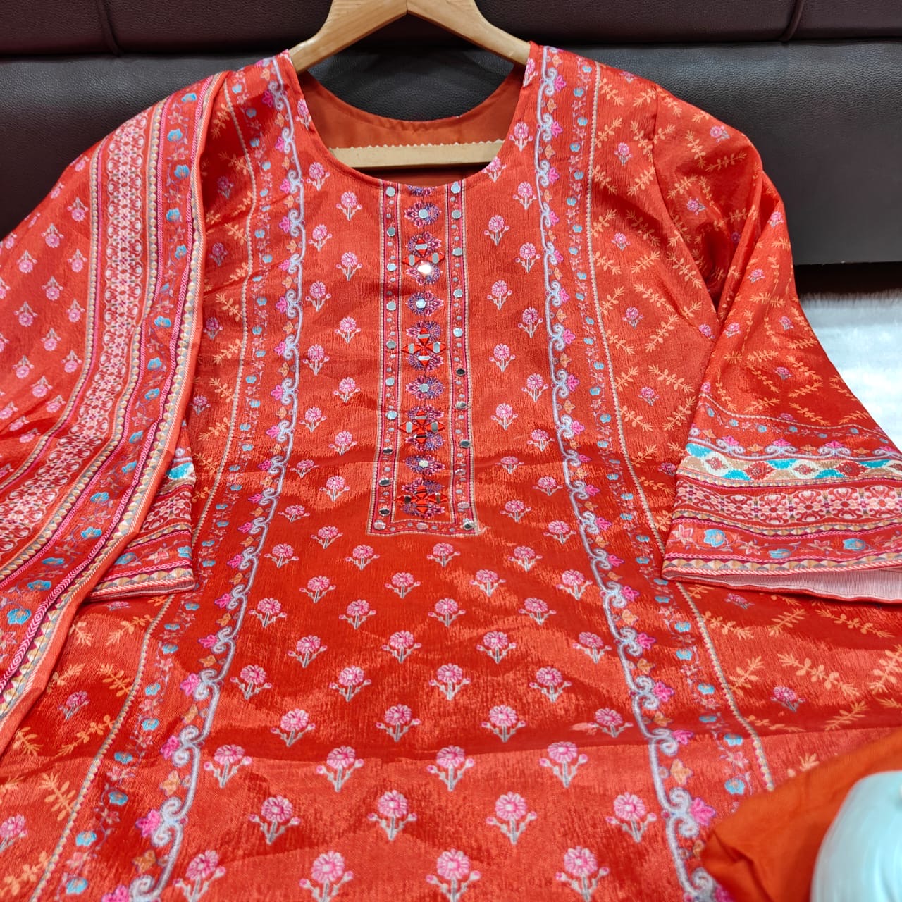 EriWaystyles Premium Floral Print Suit || Embroidery Mirror Work ||