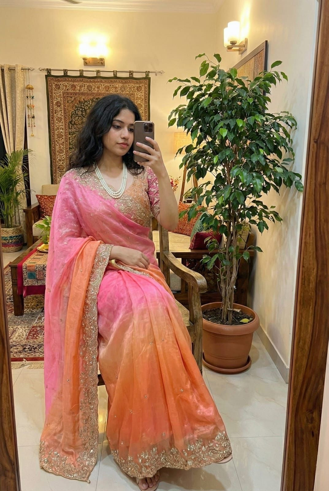 EriWaystyles Designer Saree | 2 toned color | Stitched Blouse