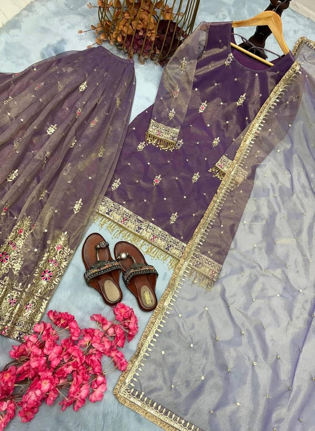 Beautiful sharara/Plazzo set || Embroidery Sequence Work || 3Pcs set