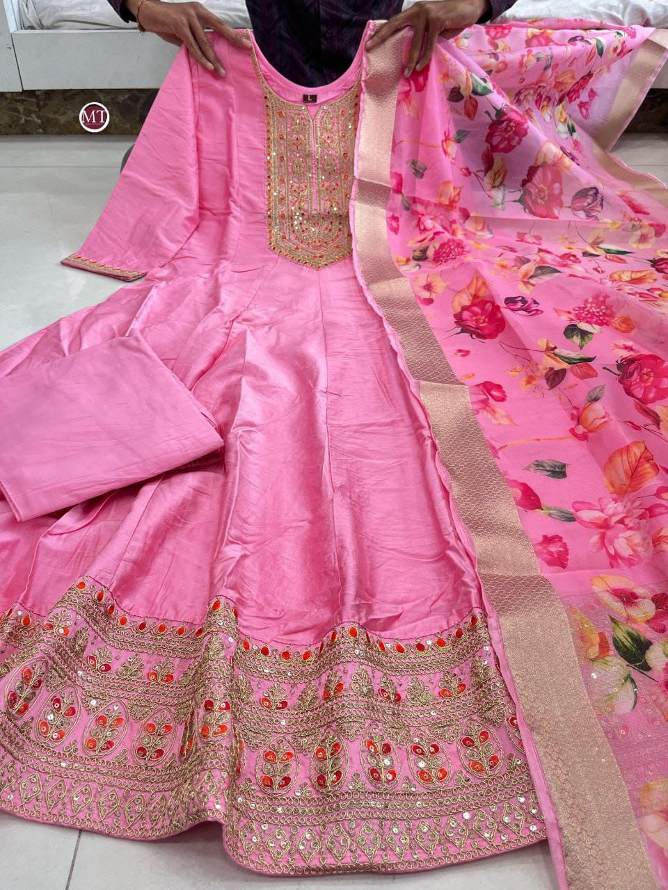 Festive Anarkali Suit | 3Pcs Set | long Flair Set |