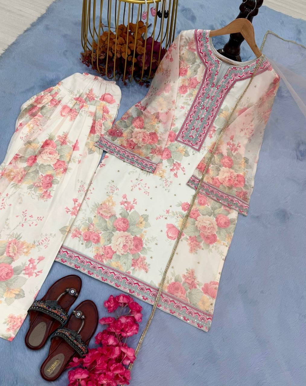 Designer Party Wear Georgette Farshi Salwar | Farshi Salwar Suit | 3Pcs set |