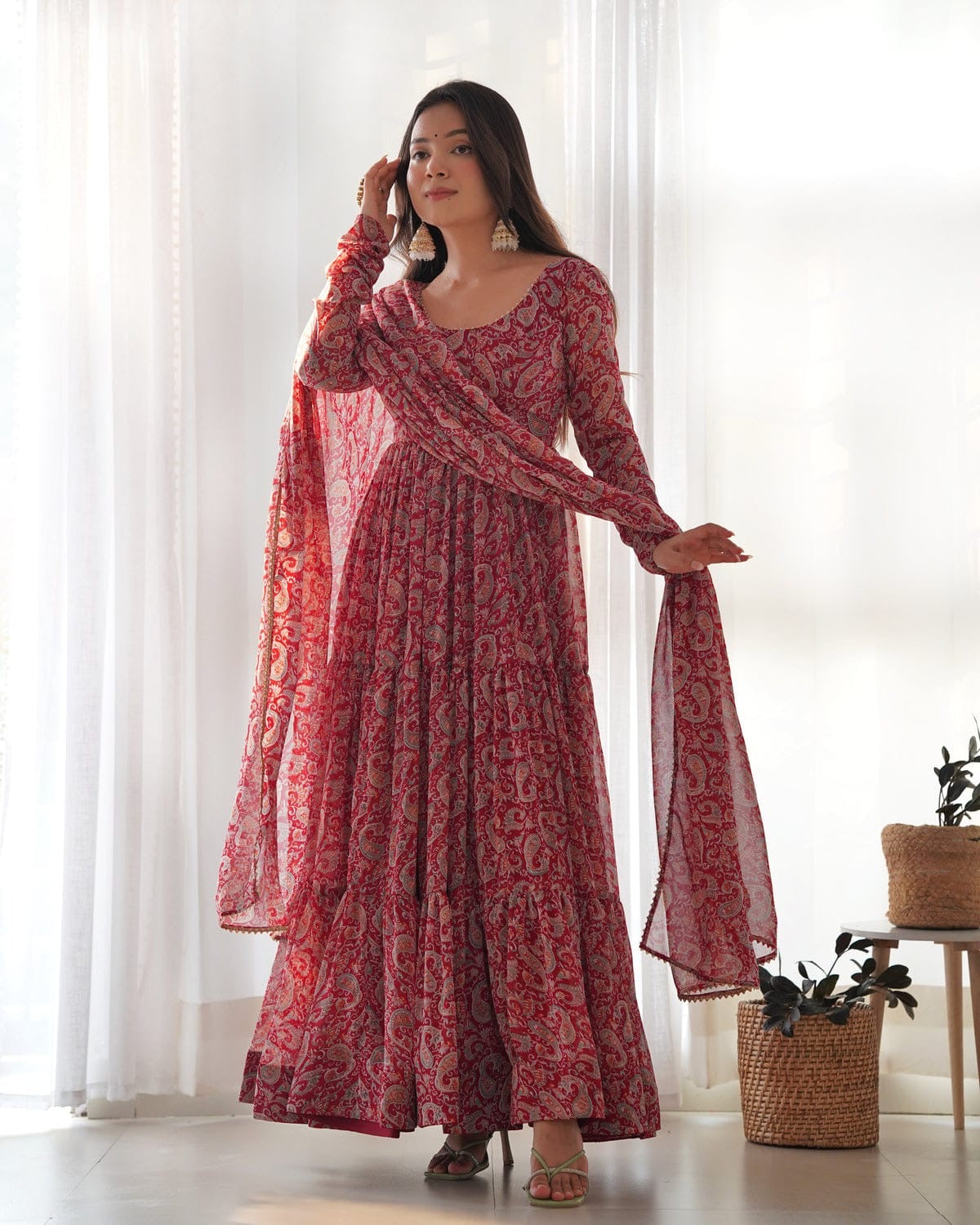 Designer Georgette Anarkali Suits ||  Flair Anarkali 3Pcs Set ||