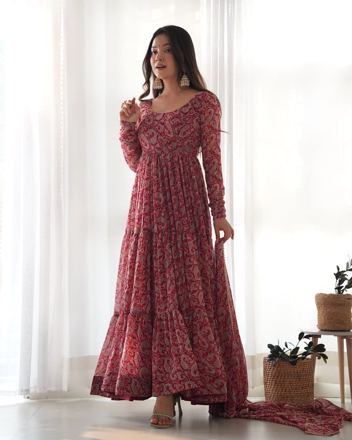 Designer Georgette Anarkali Suits ||  Flair Anarkali 3Pcs Set ||