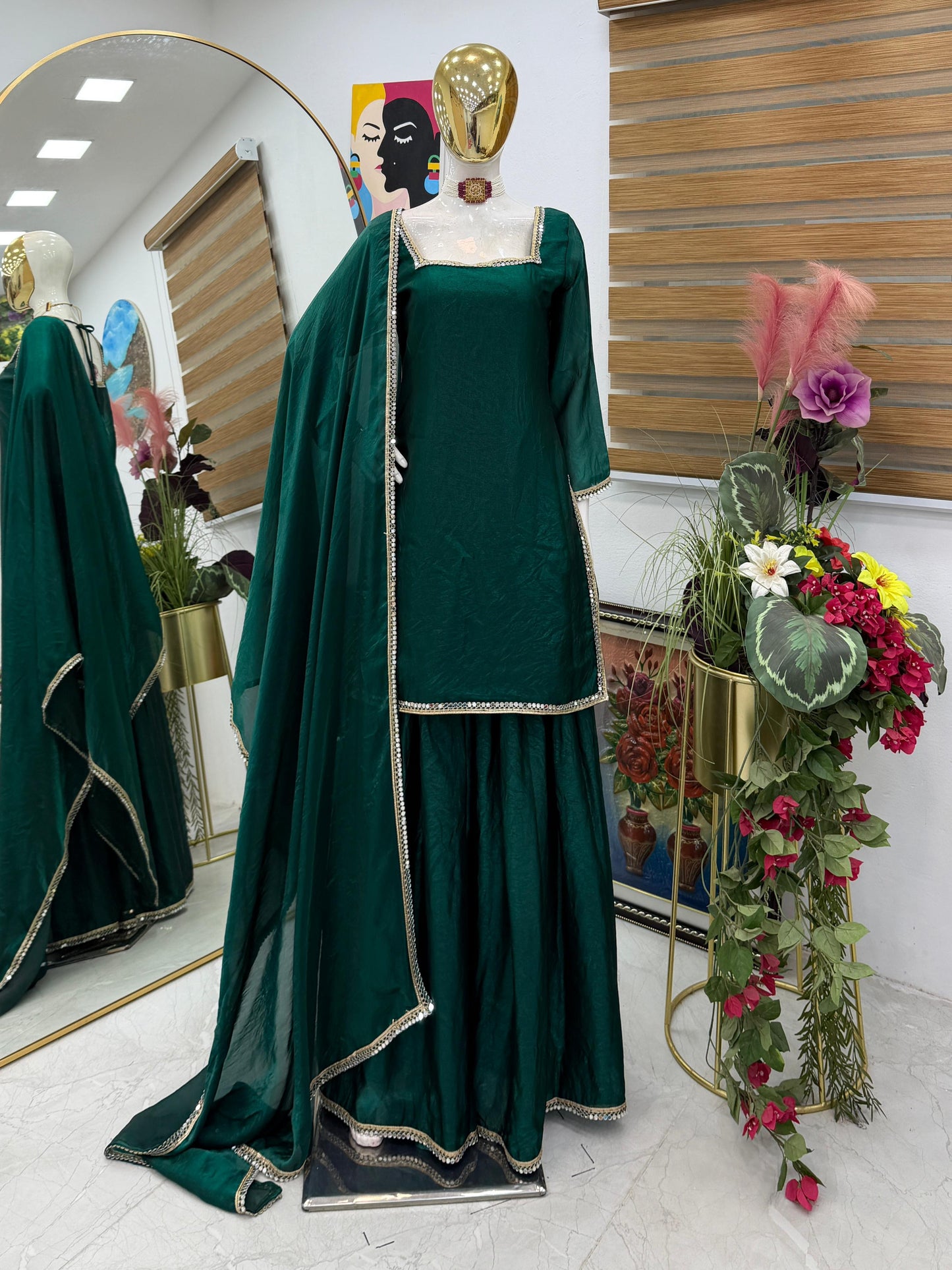 New Designer Flair Plazzo Set || 3Pcs set | Ready to Wear
