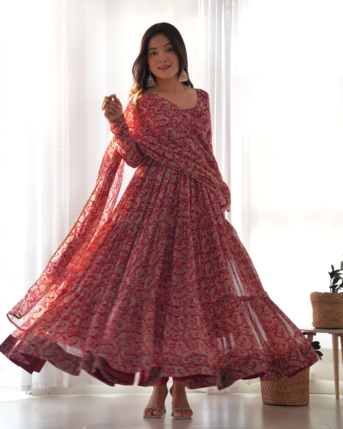 Designer Georgette Anarkali Suits ||  Flair Anarkali 3Pcs Set ||