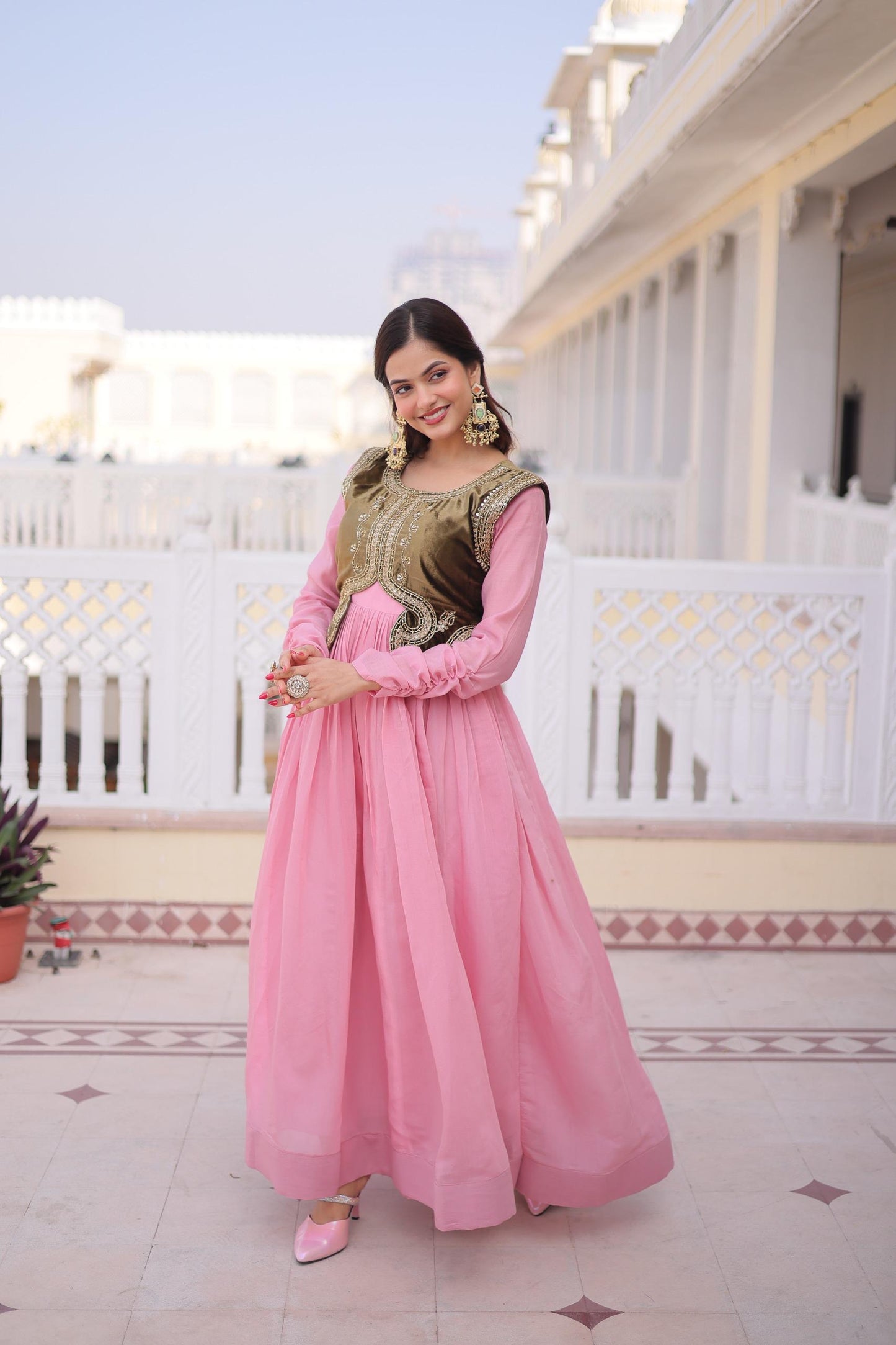 Beautiful Readymade Gown || Gown style || 2 PCs Set ||