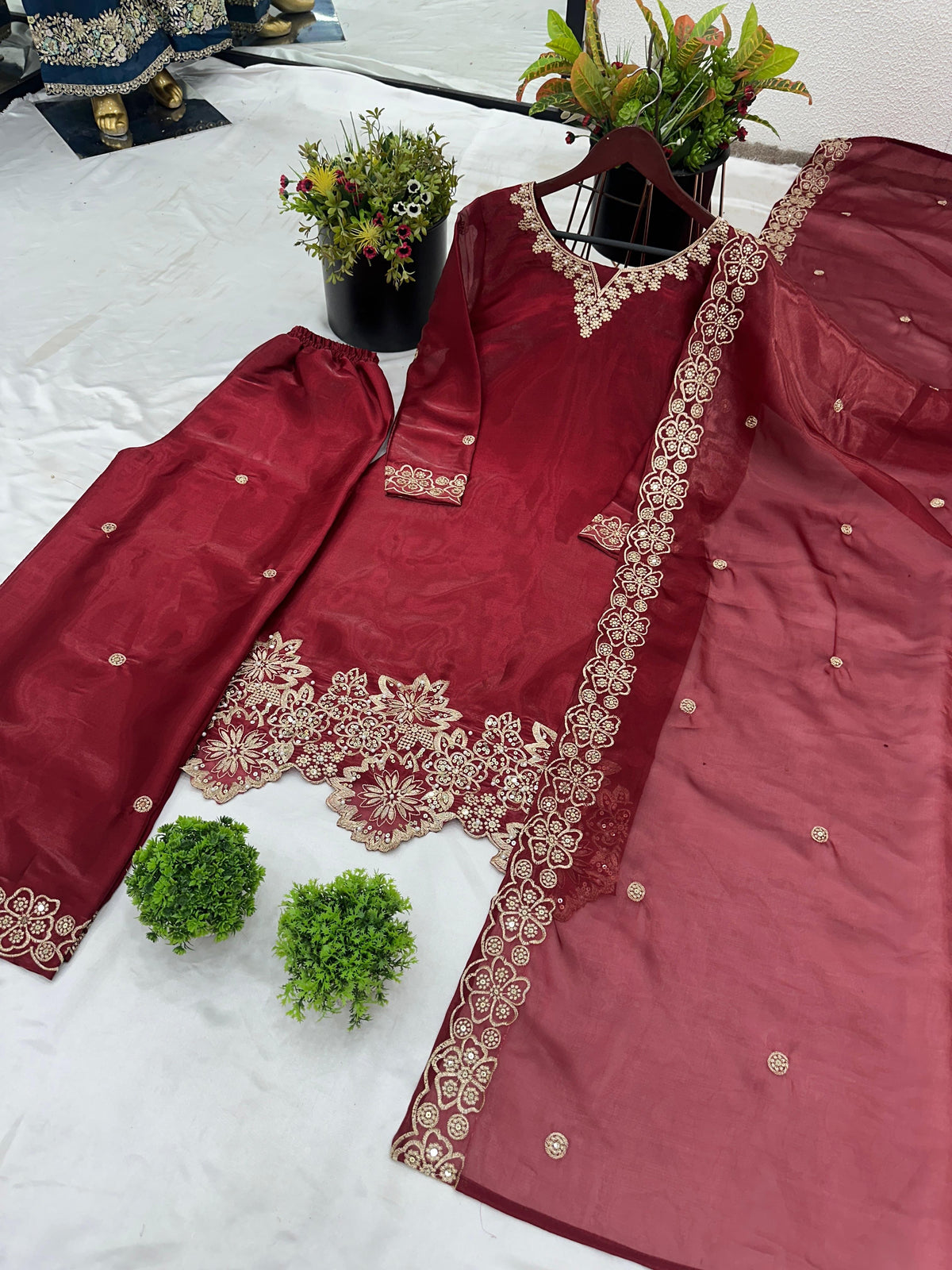 Beautiful Designer Fendy Silk Suits || 3Pcs sets ||