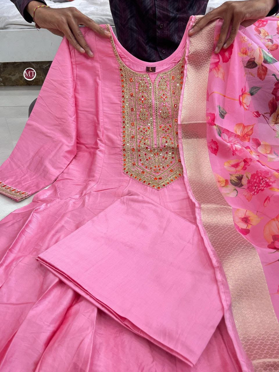 Festive Anarkali Suit | 3Pcs Set | long Flair Set |