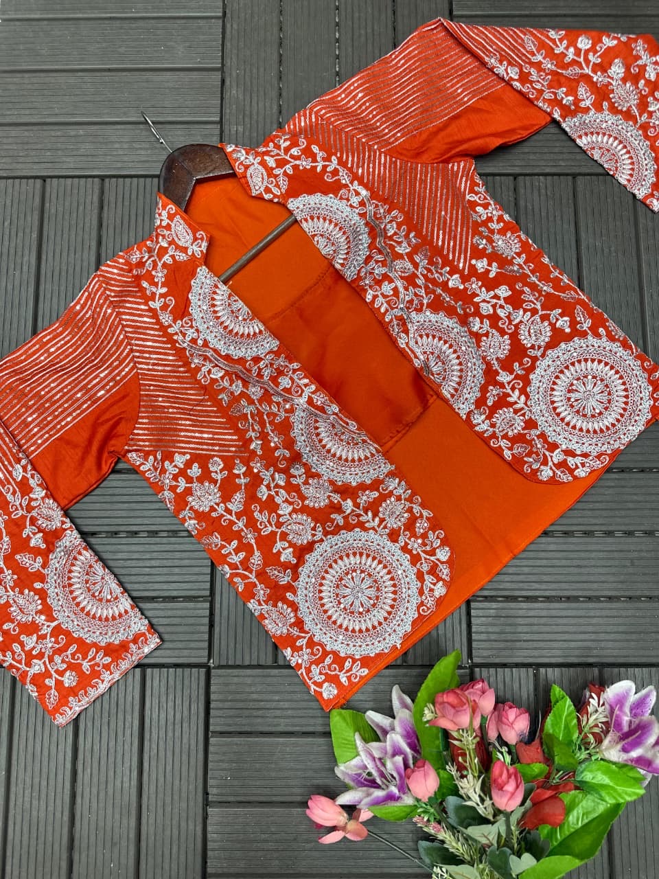 Elegant New Designer Saree | stitched Blouse | Blazer Style (Koti Style)