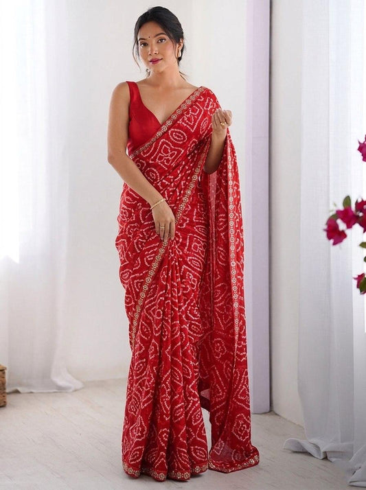 Elegant Georgette Saree | Un-Stitched Blouse