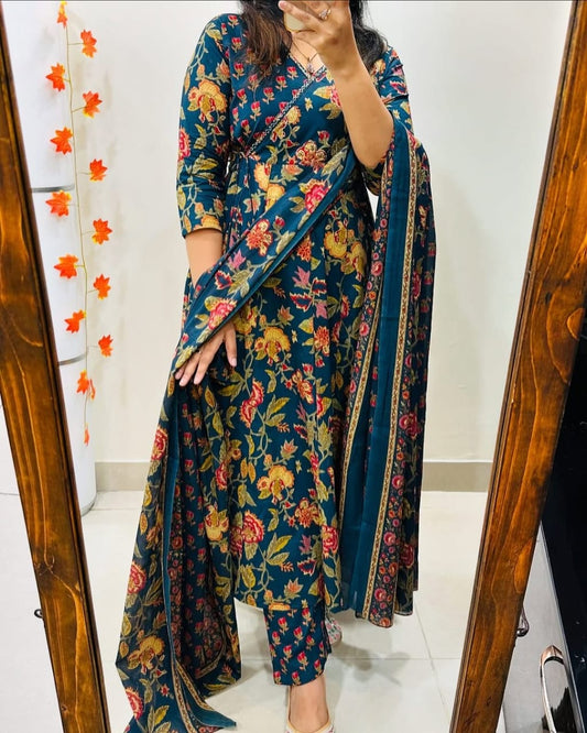 New Floral EriWaystyles cotton Anarkali Collection || 3Pcs Set || Floral print || @size 3Xl