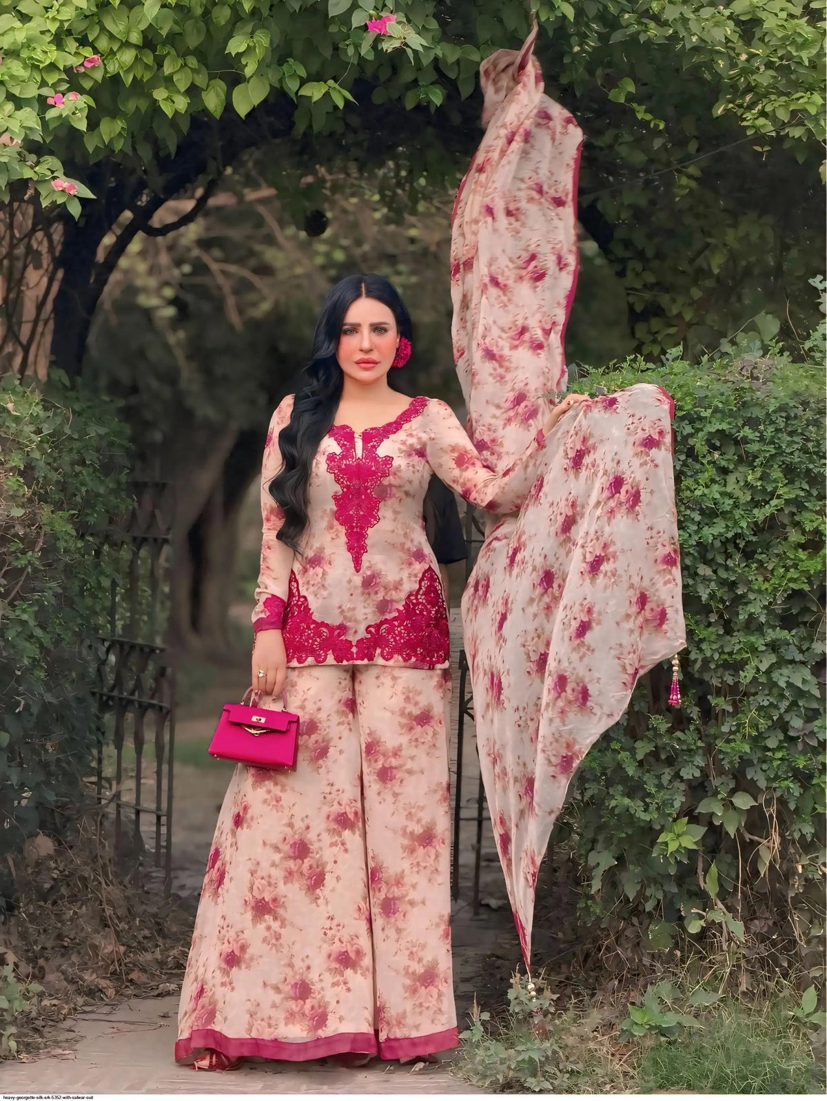 Elegant Design plazo Set || Embroidery Georgette 3Pcs Set||