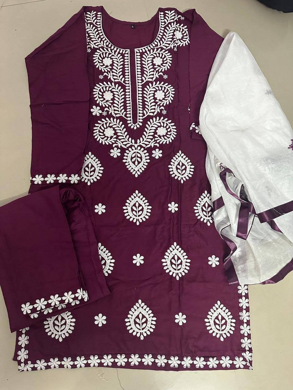 Beautiful Embroidery Suits || Rayon Fabric || 3Pcs ||
