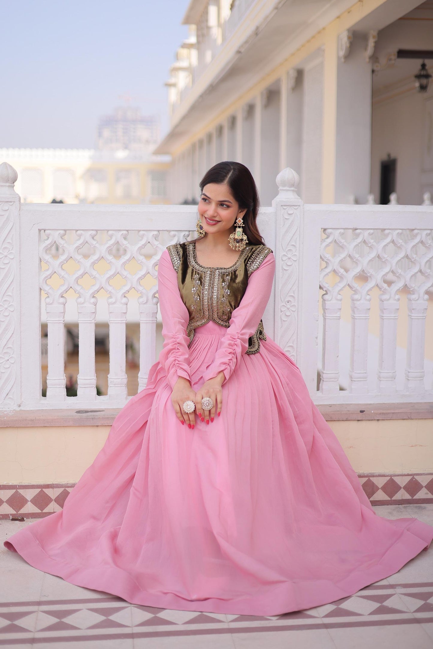 Beautiful Readymade Gown || Gown style || 2 PCs Set ||