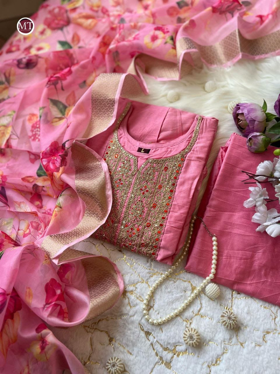 Festive Anarkali Suit | 3Pcs Set | long Flair Set |