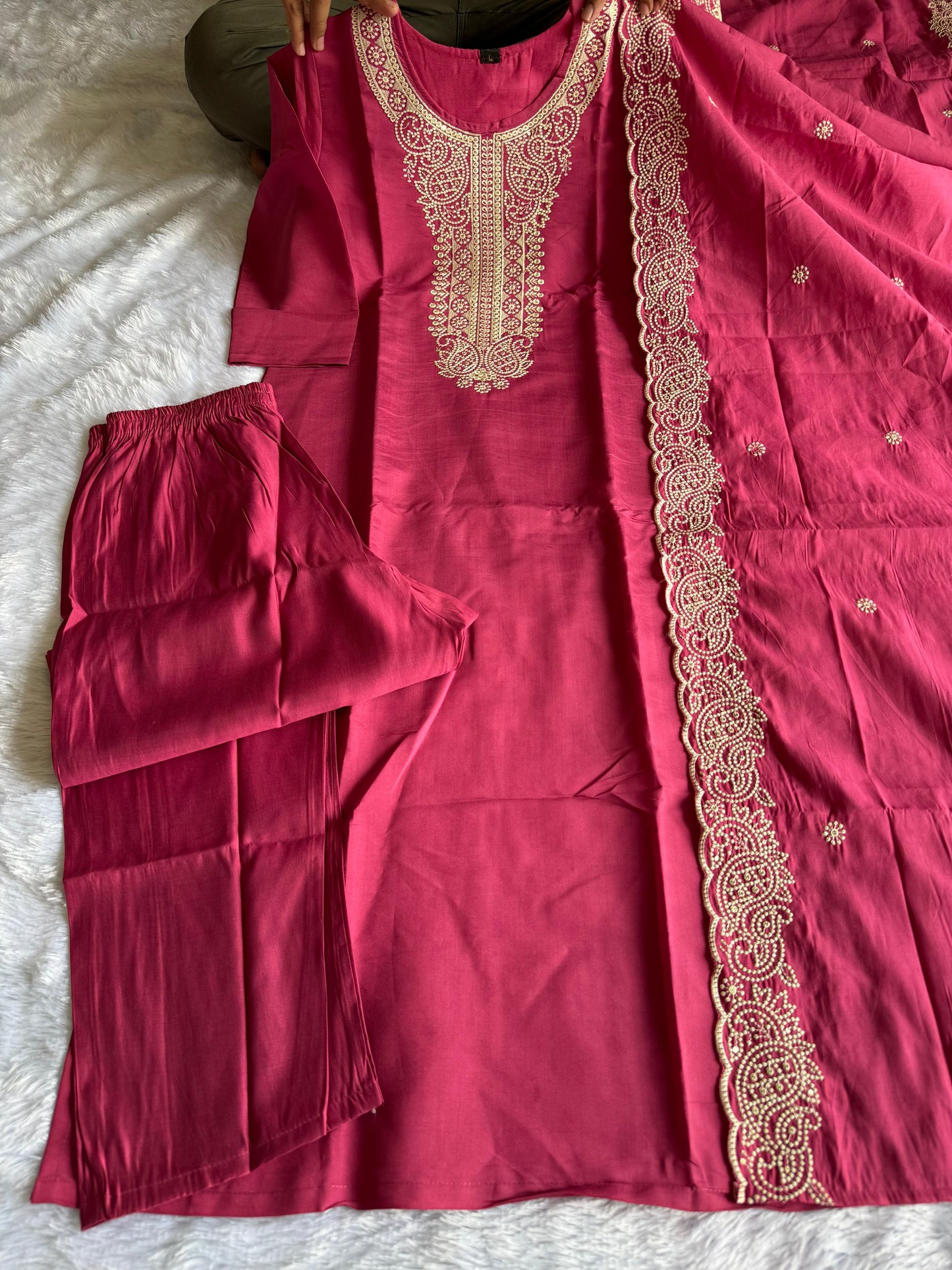 Designer Beautiful Embroidery with sequence Dress|| 3Pcs Set ||