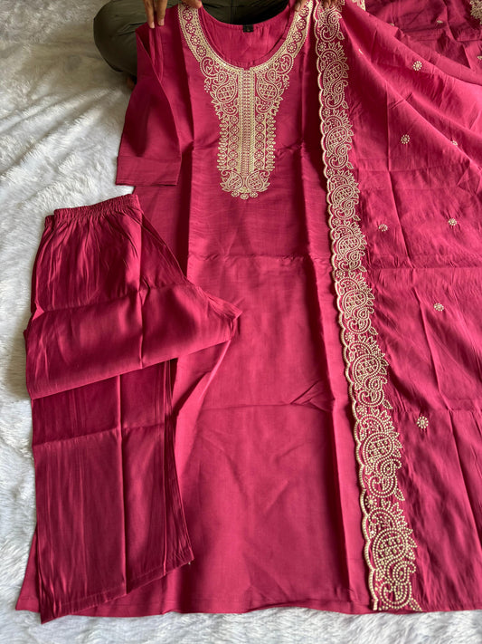 Designer Beautiful Embroidery with sequence Dress|| 3Pcs Set ||