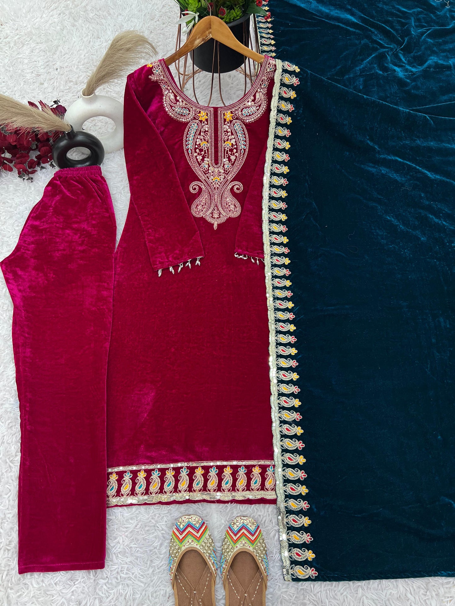 Designer Velvet Suit | Pure Velvet suit set | 3Pcs set