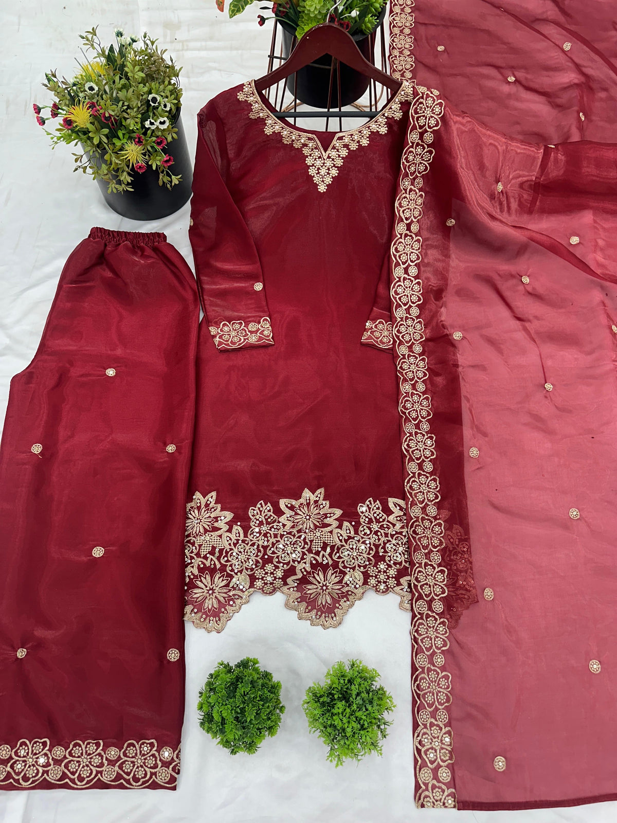 Beautiful Designer Fendy Silk Suits || 3Pcs sets ||