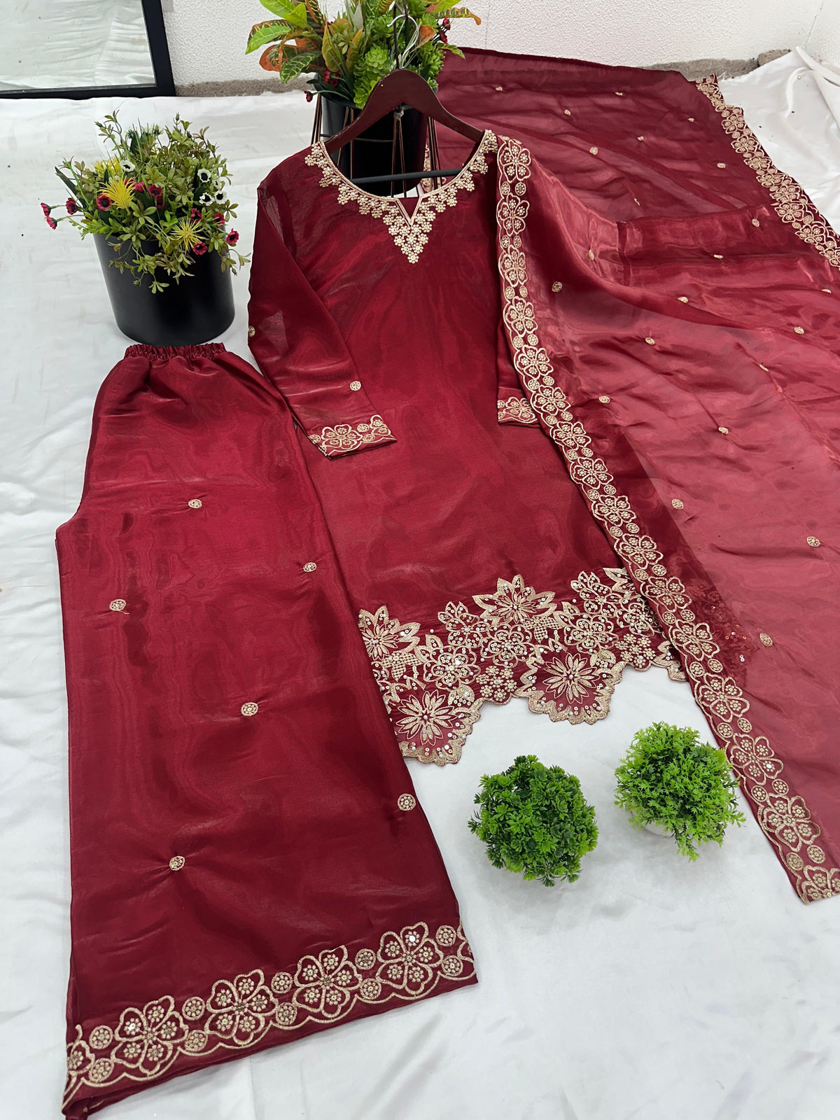 Beautiful Designer Fendy Silk Suits || 3Pcs sets ||
