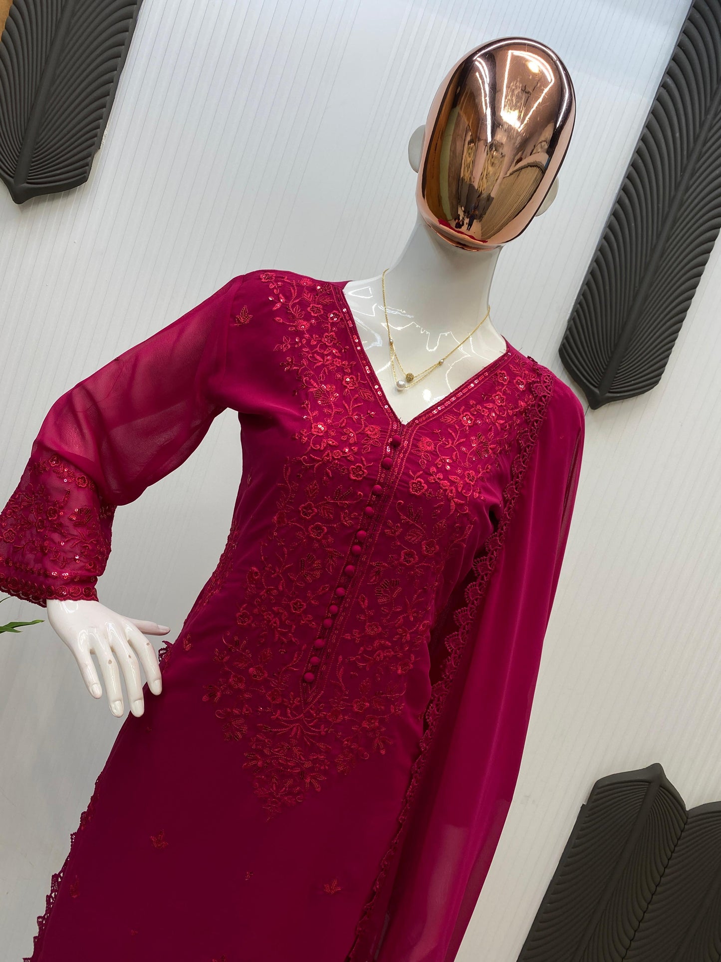 Embroidery thread work | 3 Pcs Set |plazo pant | Georgette Fabric Suits