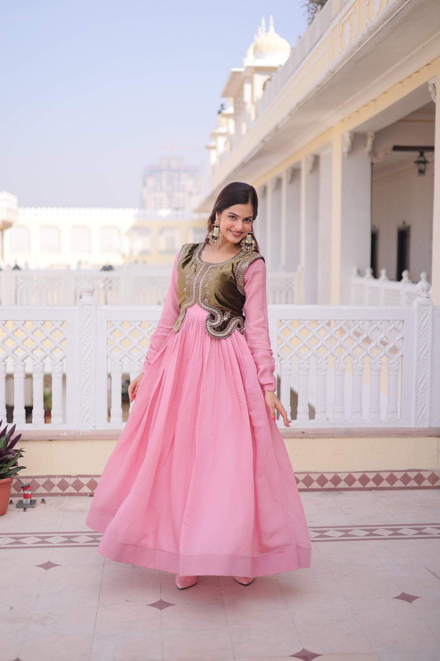 Beautiful Readymade Gown || Gown style || 2 PCs Set ||