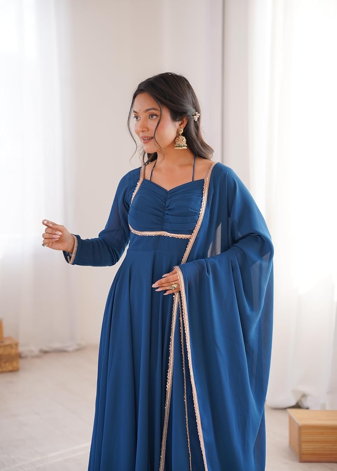 A Beautiful Anarkali Gown Suit || Flair Anarkali Dress || 3 PCs Set ||