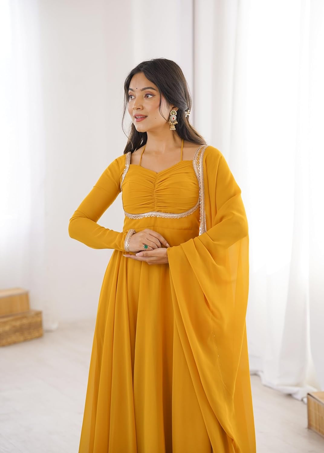 A Beautiful Anarkali Gown Suit || Flair Anarkali Dress || 3 PCs Set ||