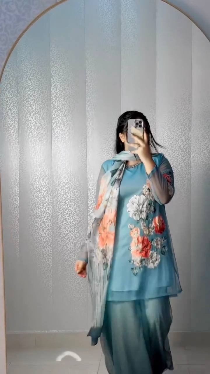 Elegant sharara plazo style set | 3Pcs Set |