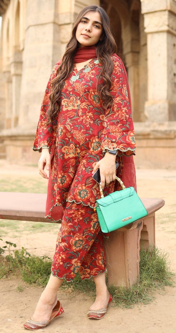 Designer Floral Cotton Suits | 3Pcs Set |