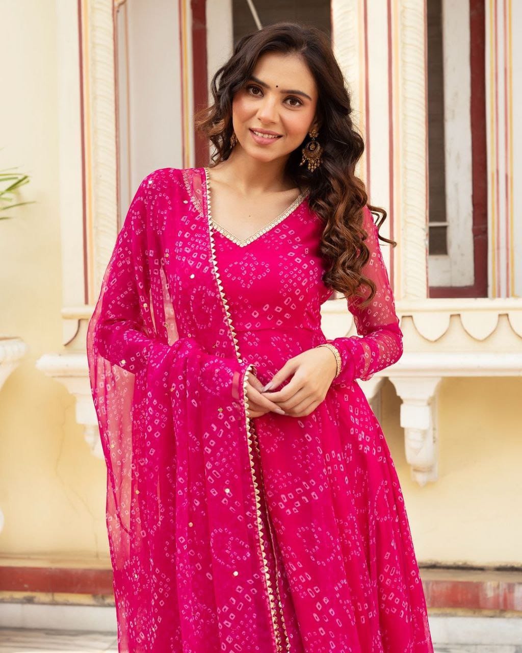 Elegant Bandani Print Anarkali Suit || Anarkali style | 3Pcs Set |