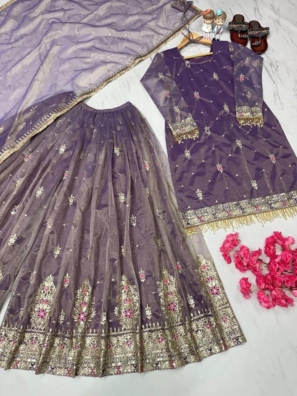 Beautiful sharara/Plazzo set || Embroidery Sequence Work || 3Pcs set