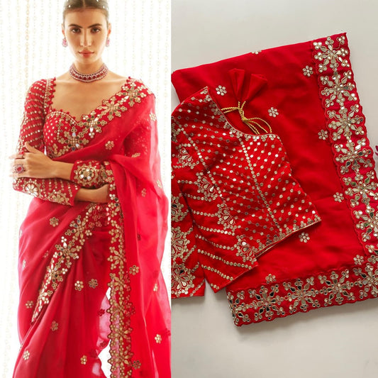 New Designer Mirror Work Saree| Stitched Blouse | Georgette Saree