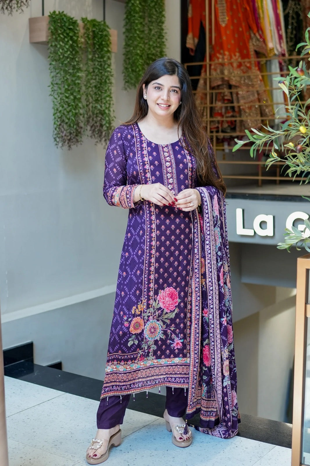 EriWaystyles Premium Floral Print Suit || Embroidery Mirror Work ||