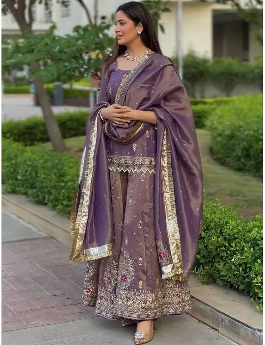 Beautiful sharara/Plazzo set || Embroidery Sequence Work || 3Pcs set