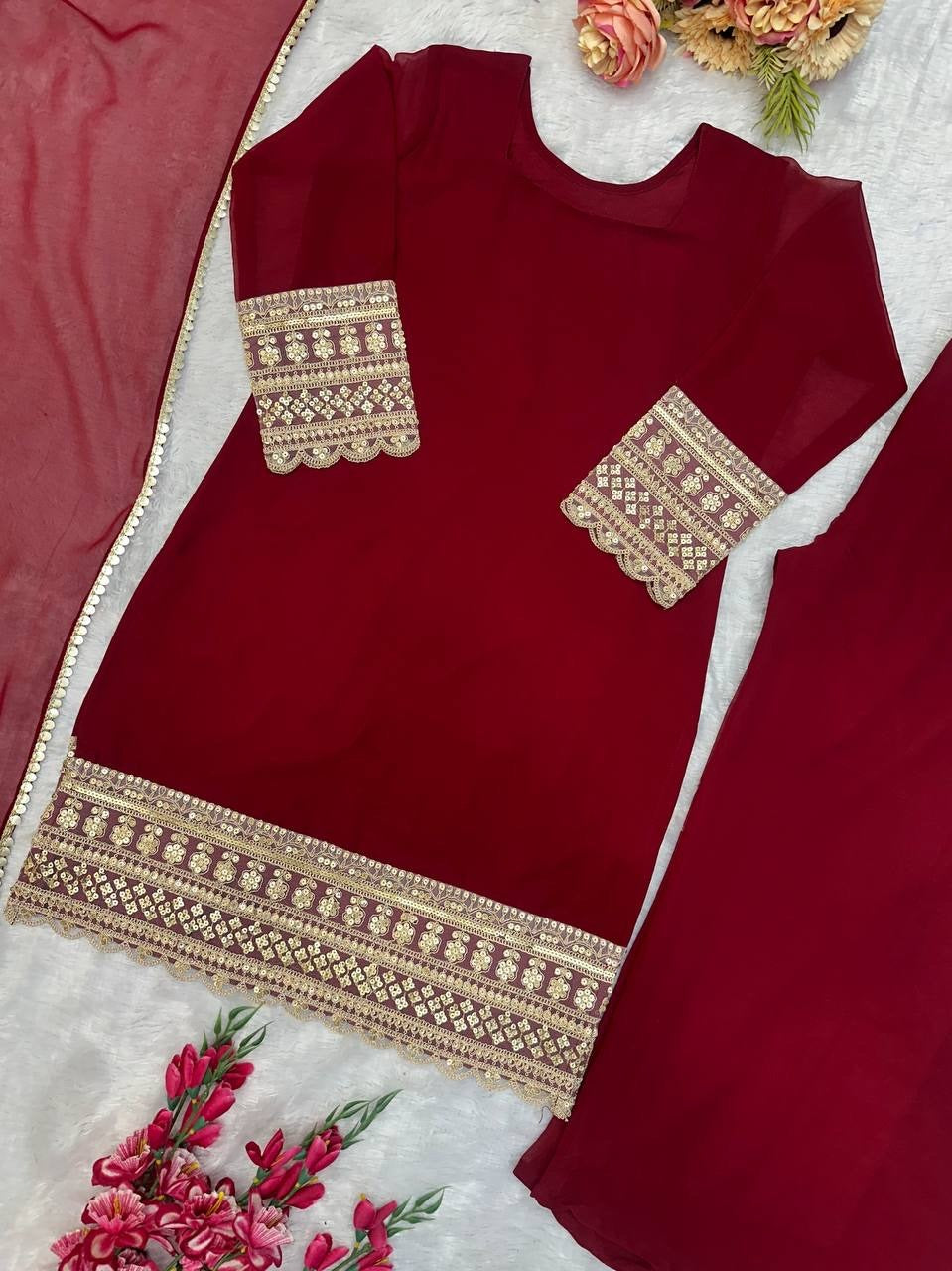 Designer party wear Plazzo Set | 3Pcs Set |