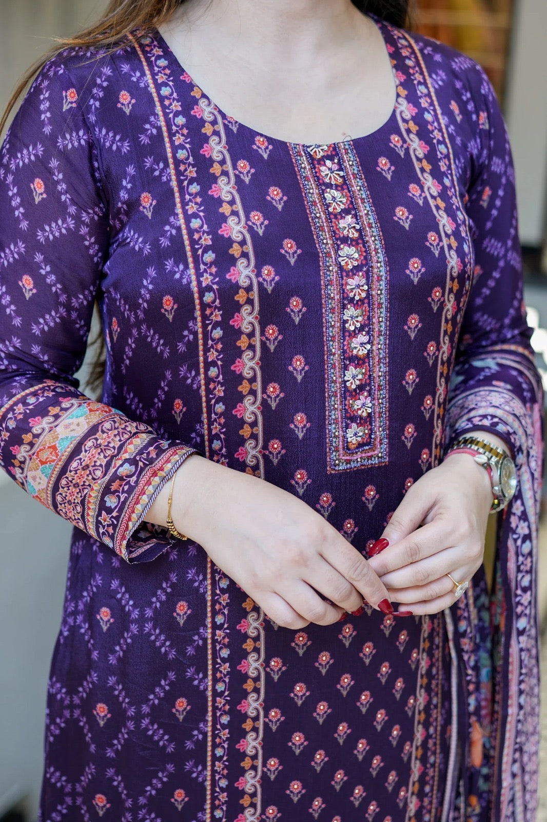 EriWaystyles Premium Floral Print Suit || Embroidery Mirror Work ||