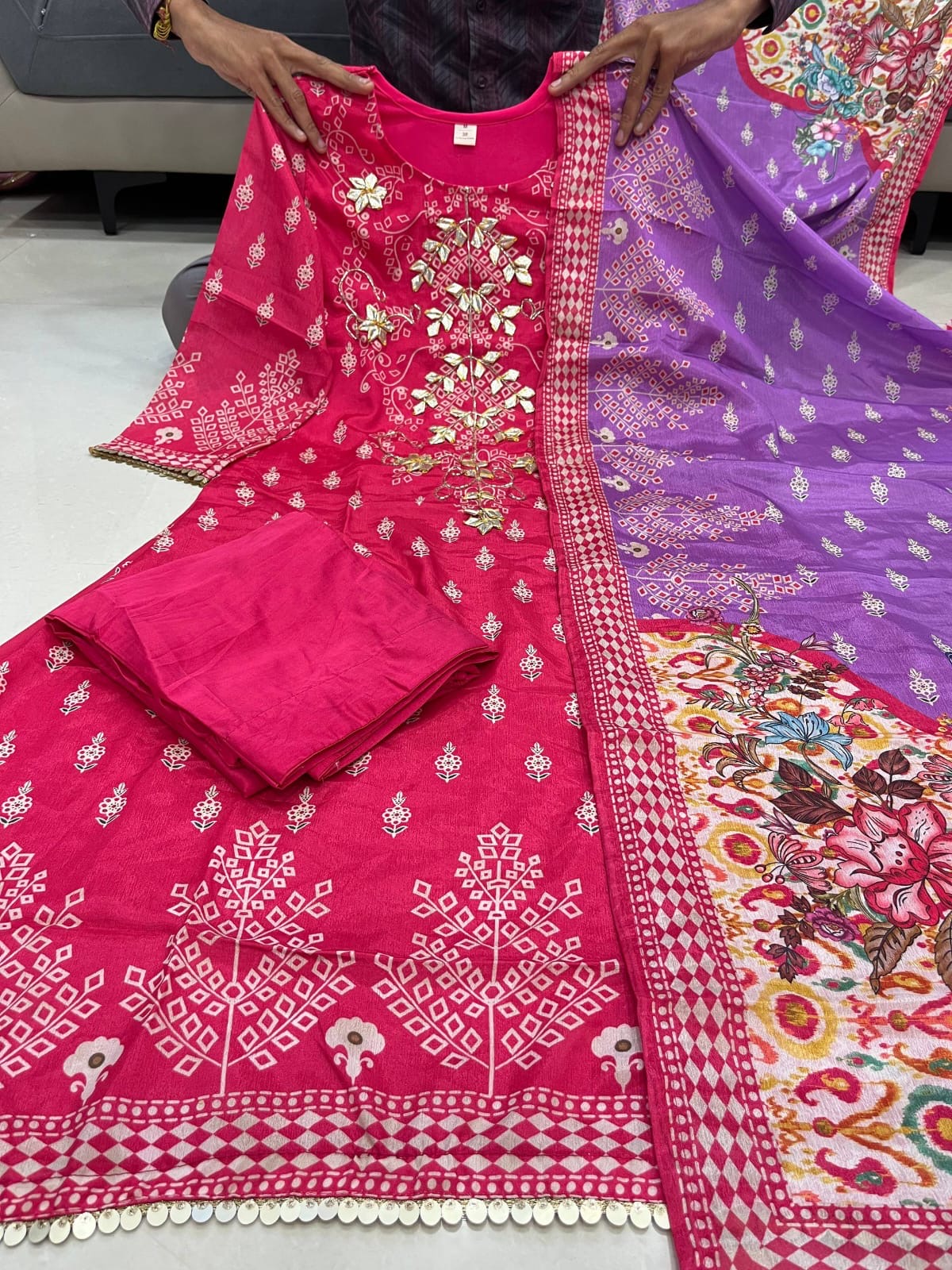 EriWaystyles Designer Suit | 3Pcs Set | Stitched Suits | cherry pink