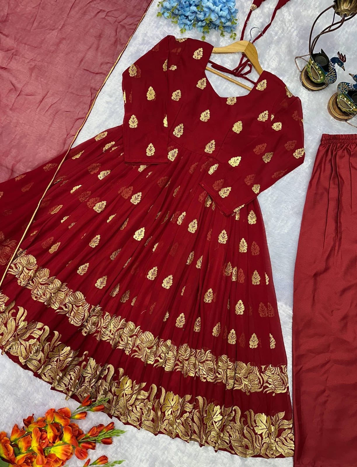 Designer Gown/Anarkali Suit  || 3 Pcs Set||