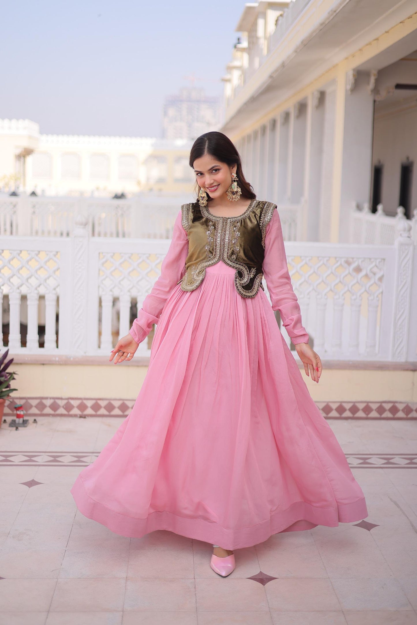 Beautiful Readymade Gown || Gown style || 2 PCs Set ||